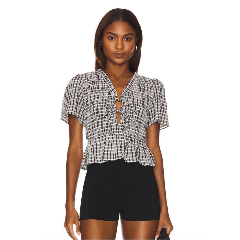 Rails Small Portia Tie Top in Seersucker Ash